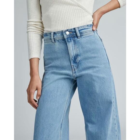 Everlane The Mariner Jean Wide Leg High Rise Light Indigo Denim 33 NWT Coastal - Picture 3 of 16